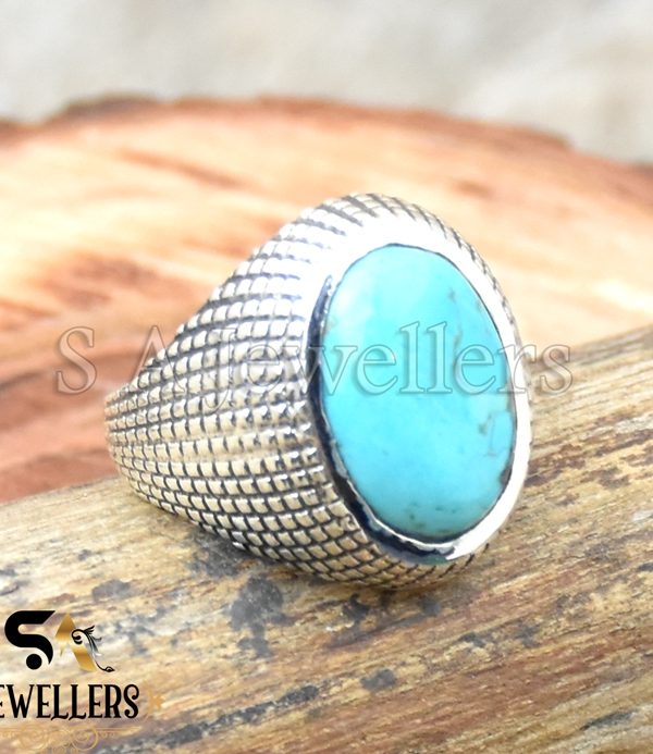 Mohave Turquoise Ring, 925 Sterling Silver Ring, Statement Ring