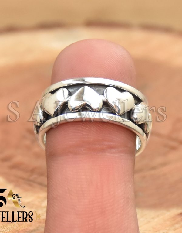 Spinner Heart Ring, 925 Sterling Silver Ring,