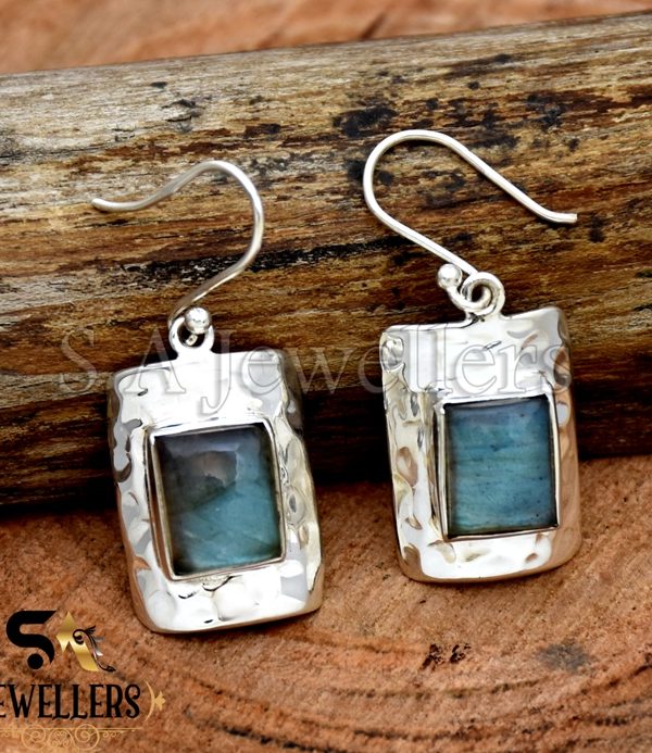 Natural Labradorite Earring, 925 Sterling Silver Ring, Gift For Her