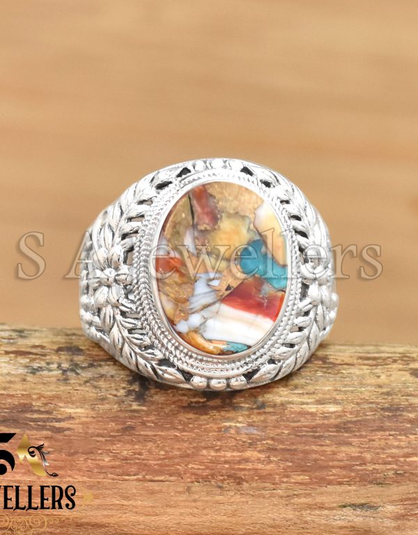 Oyster Copper Turquoise Ring, 925 Sterling Silver Ring, Handmade Ring