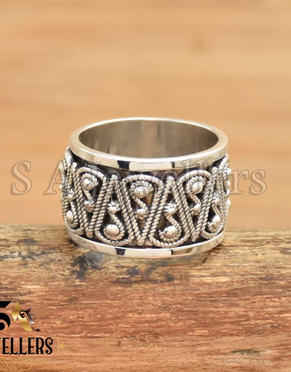 Spinner Band Ring, 925 Sterling Silver Ring, Textured Ring