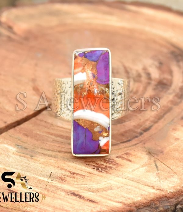 Pink Oyster Turquoise Ring, 925 Sterling Silver Ring, Handmade Ring,