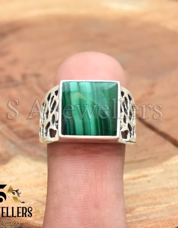 Malachite Men's Ring, 925 Sterling Silver Ring, Gemstone Men's Ring, Gift For Her