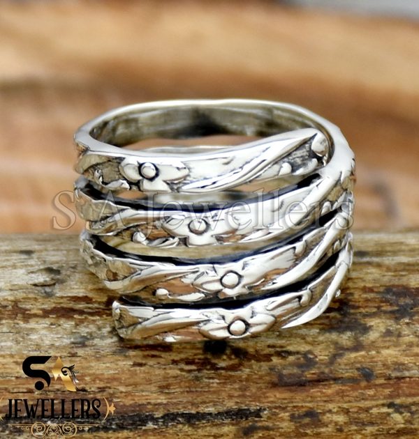 Wrapround 925 Sterling Silver Wire Ring, Handmade Ring