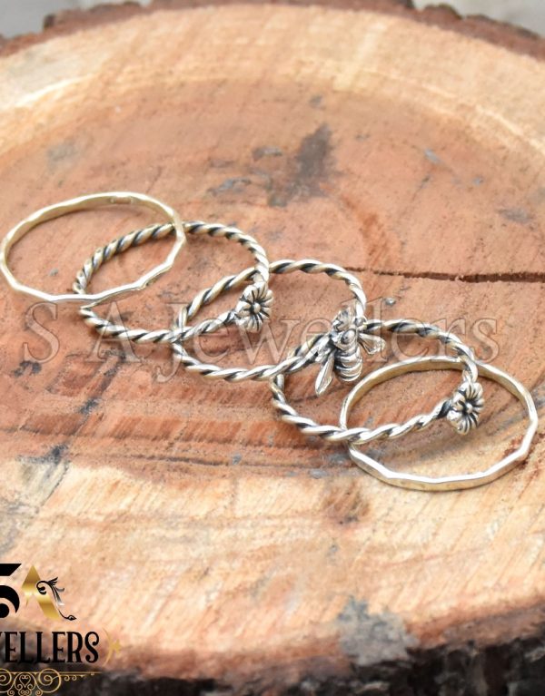 Flower Bee Ring, 925 Sterling Silver Ring, Stakble Ring,