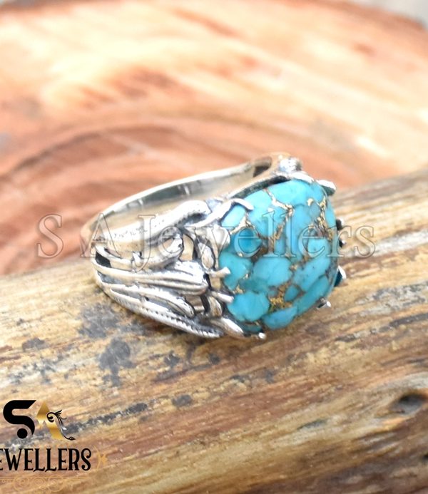 Blue Copper Turquoise Ring, 925 Sterling Silver Ring, Designer Ring