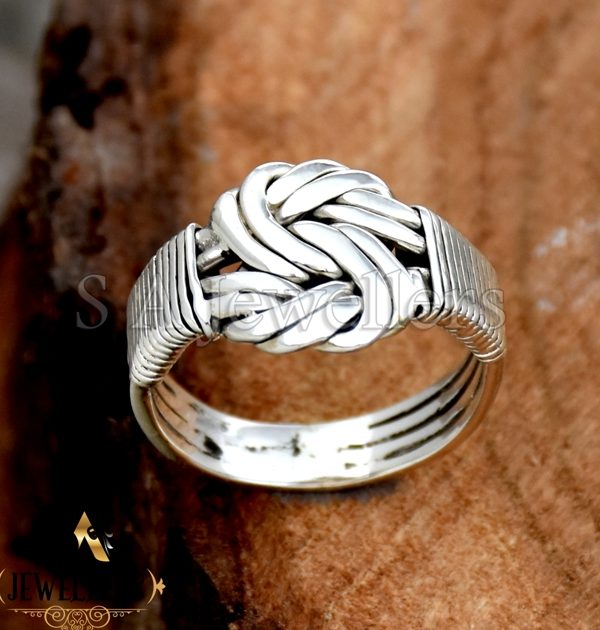 Flowery Ring, Wraparound 925 Sterling Silver Wire ring,