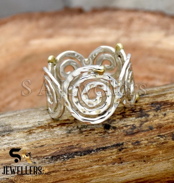 Wraparound 925 Sterling Silver Wire ring, Tow Tone Ring