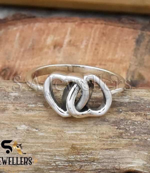 Double Heart Silver Ring, 925 Sterling Silver Ring, Handmade Ring, Gift For Her