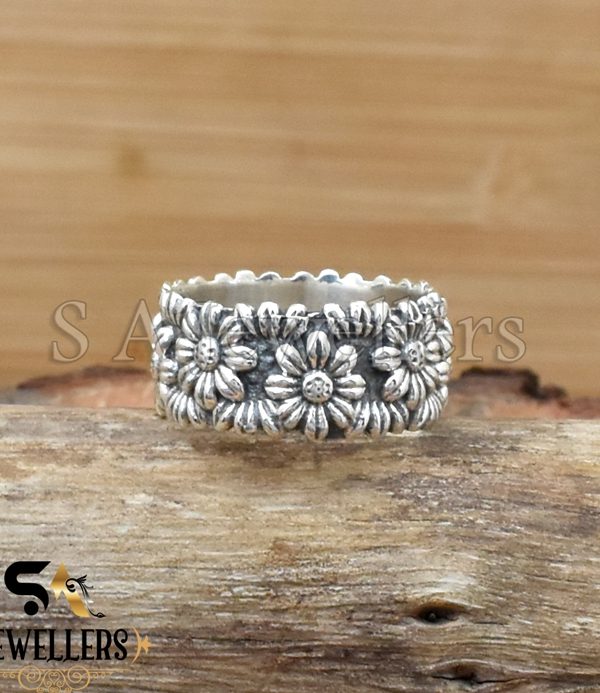 Oxidised Ring, Flower Ring, 925 Sterling Silver Ring, Gift For Her