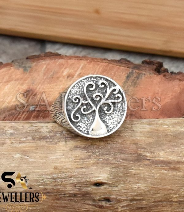 Silver Family Tree Ring, Strong Family Bond Ring, Men 925 Sterling Silver Signet Ring