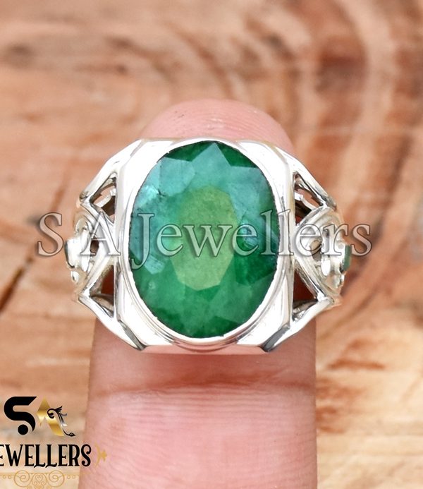 Emerald Ring, 925 Sterling Silver Ring, Handmade Jewelry