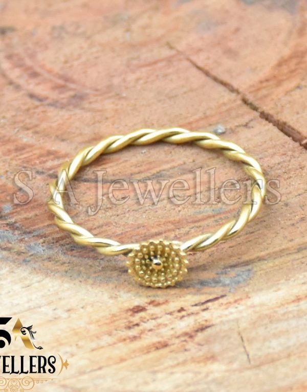 Flower Ring, Brass Floral Ring, Twisted Band Ring, Brass Ring,