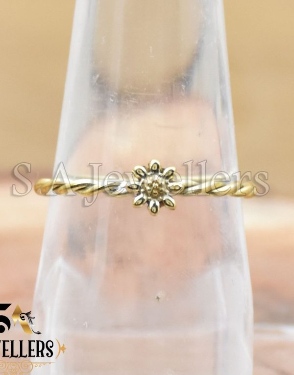 Flower Ring, Brass Floral Ring, Twisted Band Ring, Brass Ring,
