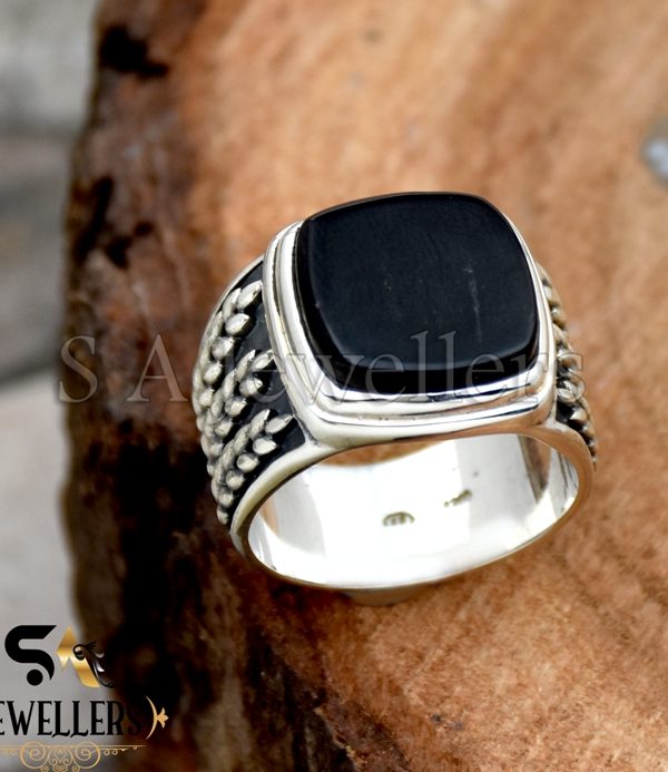 Black Onyx Men's Ring, 925 Sterling Silver Ring,