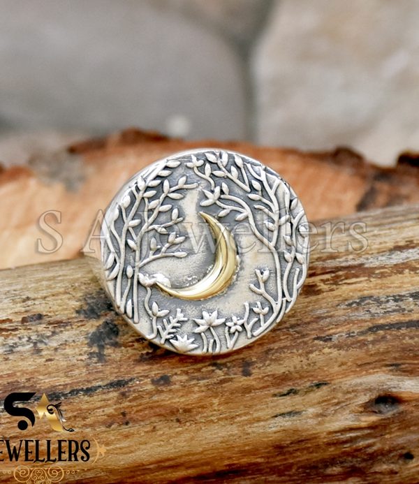 Fine Handmade Jewelry 925 Sterling Silver Crescent Moon Ring