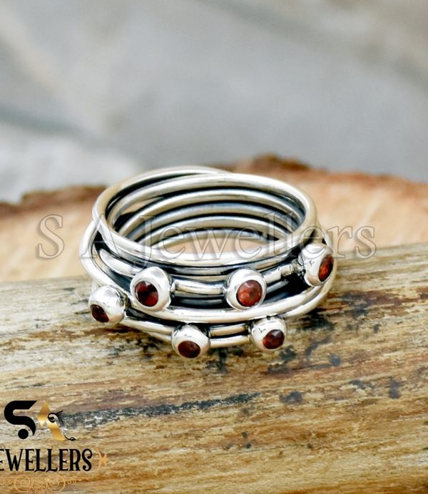 Garnet Ring, Wire Wrapped Ring, 925 Sterling Silver, Handmade Ring, Gift For Her