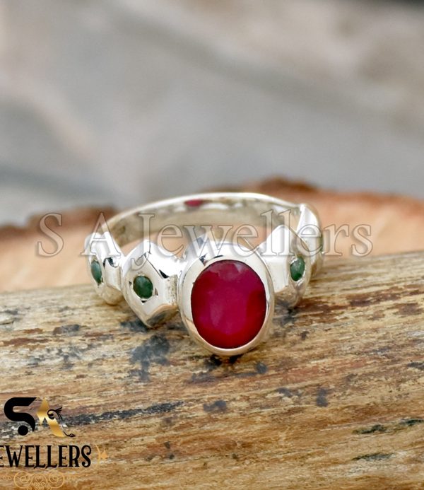 Indian Ruby Ring, 925 Sterling Silver, Handmade Ring, Gift For Her