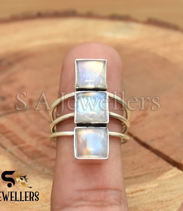 Rainbow Moonstone Ring, 925 Sterling Silver Ring, Handmade Ring,