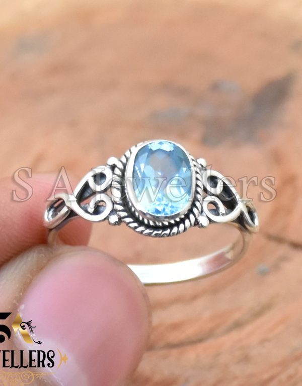 Blue Topaz Ring, 925 Sterling Silver, Handmade Ring, Gift For Her