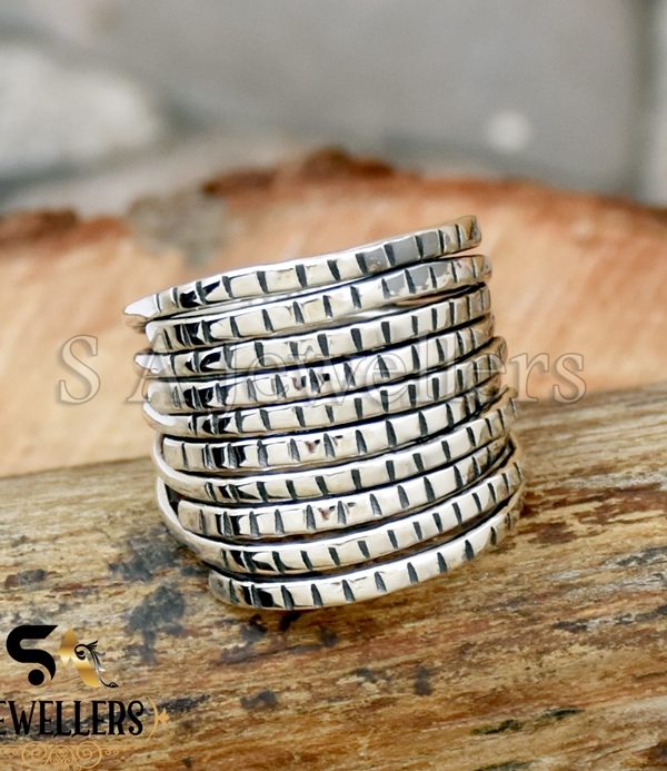 Zigzag Notched Ring, Handmade Wraparound Ring, 925 Sterling Silver,