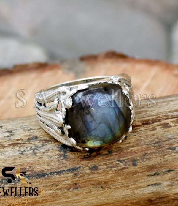 Natural Labradorite Ring, 925 Sterling Silver Ring, Prong Ring, Gift For Her