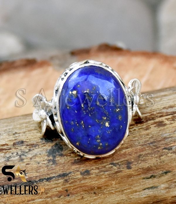 Natural Lapis Lazuli Ring, Flower Ring, 925 Sterling Silver Ring, Gift For Girl's