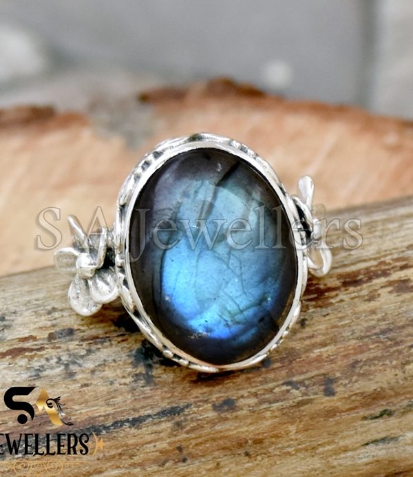 Natural Labradorite Ring, Flower Ring, 925 Sterling Silver Ring, Gift For Girl's