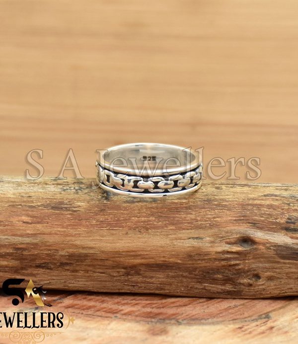 Solid 925 Sterling Silver Ring, Curb Chain Design Ring,