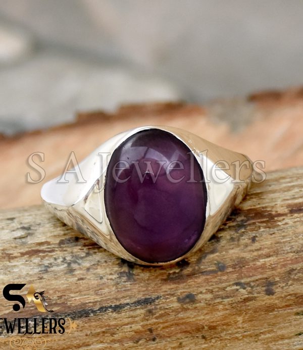 Natural Amethyst Ring, Men's Ring, 925 Sterling Silver Ring, Gift For Him