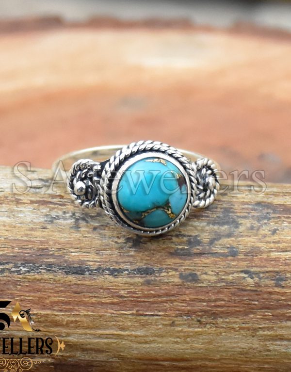 Blue Copper Turquoise Ring, 925 Sterling Silver, Handmade Ring, Gift For Her