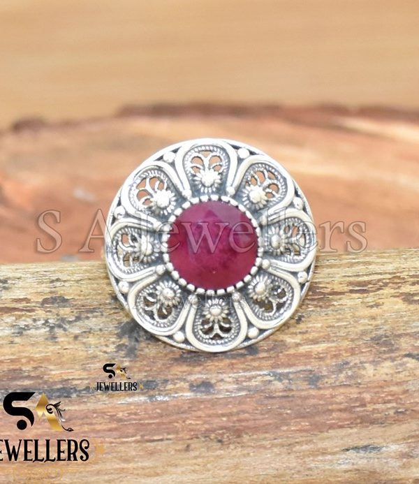 Indian Ruby Ring, 925 Sterling Silver, Ruby Ring for girl,