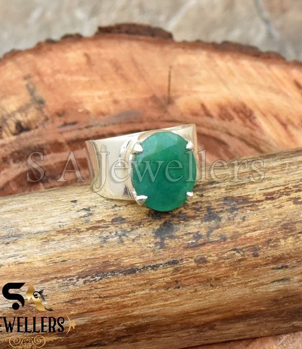Indian Emerald Ring, 925 Sterling Silver Ring, Faceted Prong Ring, Gift For Her