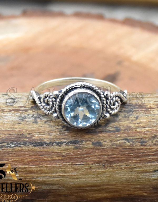 Blue Topaz Ring, 925 Sterling Silver, Handmade Ring, Gift For Her