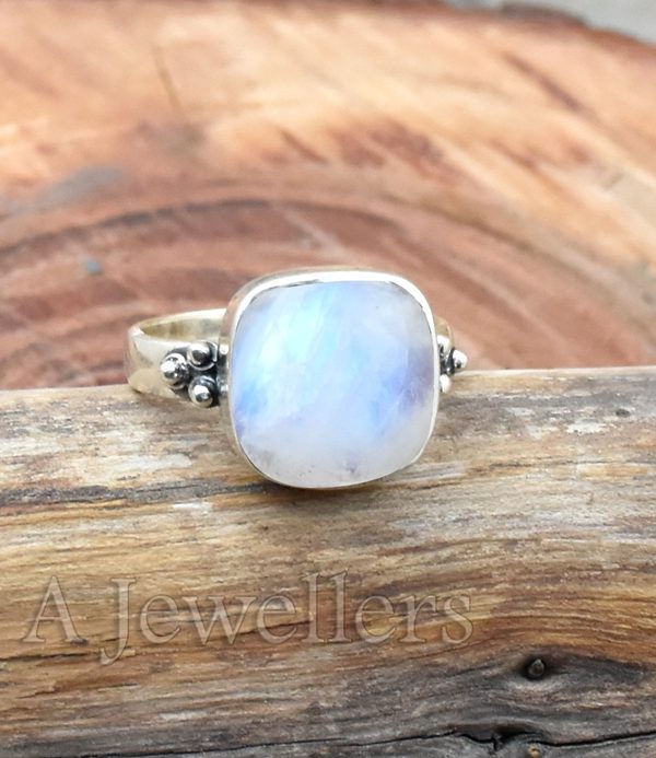 Rainbow Moonstone Ring, 925 Sterling Silver Ring, Women's Ring
