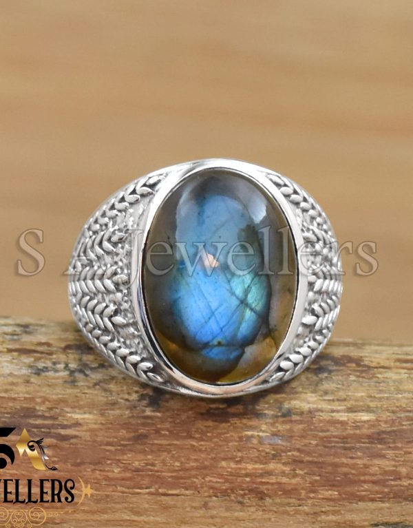 Labradorite Men's Ring, 925 Sterling Silver Ring, Statement Ring, Gift For Her