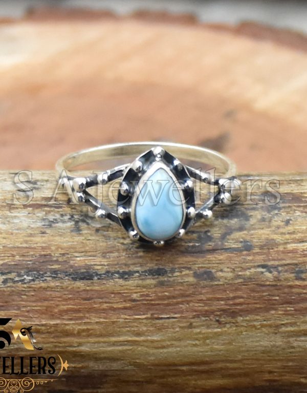 Natural Larimar Ring, 925 Sterling Silver, Handmade Ring, Gift For Her