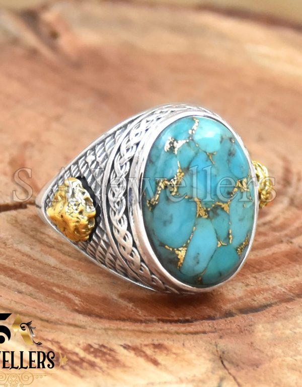 Blue Copper Turquoise Ring, 925 Sterling Silver Ring, Statement Ring, Gift For Her