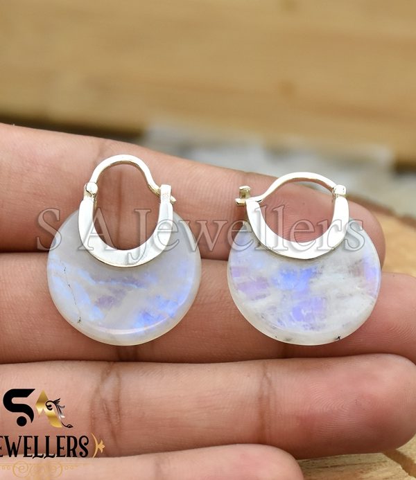 Rainbow Moonstone Earrings, 925 Sterling Silver Earrings,