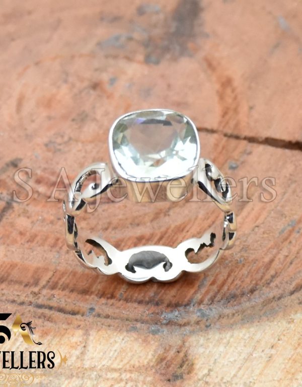 Green Amethyst Ring, 925 Sterling Silver Ring, Minimalist Ring, Handmade Ring