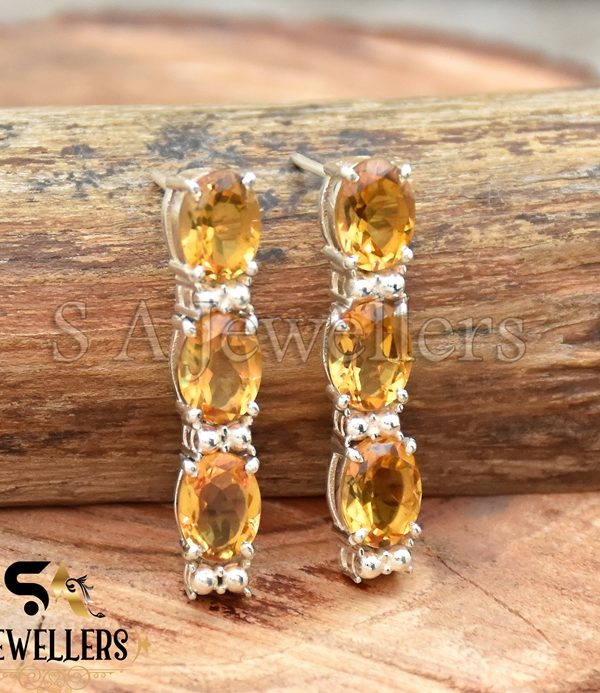 Citrine Earring, 925 Sterling Silver Earring, Handmade Jewelry