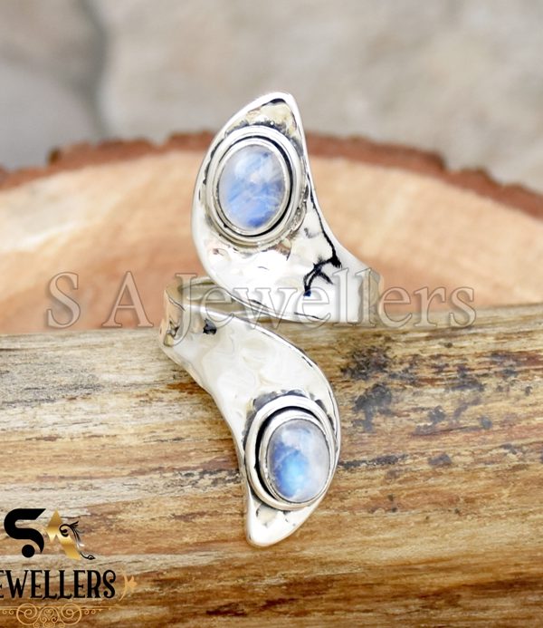 Rainbow Moonstone Ring, 925 Sterling Silver Ring, Adjustable Ring