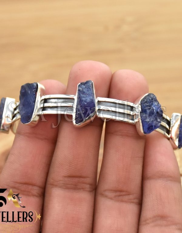 Raw Tanzanite Bracelet, 925 Sterling Silver Bracelet,