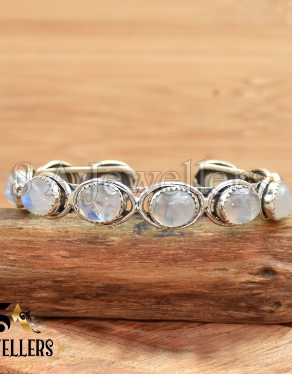 Moonstone Bangle, Moonstone Bracelet, 925 Sterling Silver Bangle,