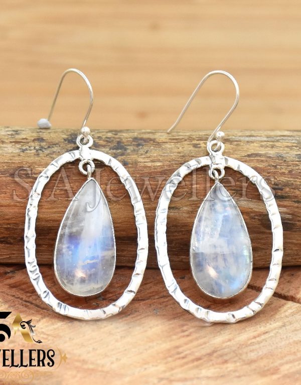 Rainbow Moonstone Earring, 925 Sterling Silver Earring, Dangle Earring,