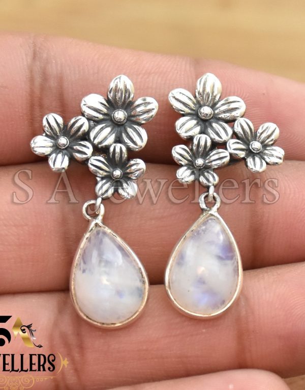 Rainbow Moonstone Earring, 925 Sterling Silver Earring,