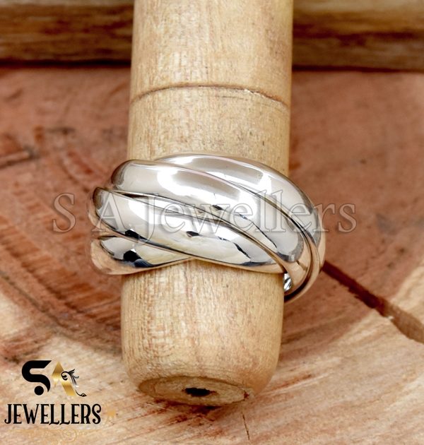 925 Sterling Silver, Four Band Ring, 4 MM Interlocked Ring, Rolling Ring