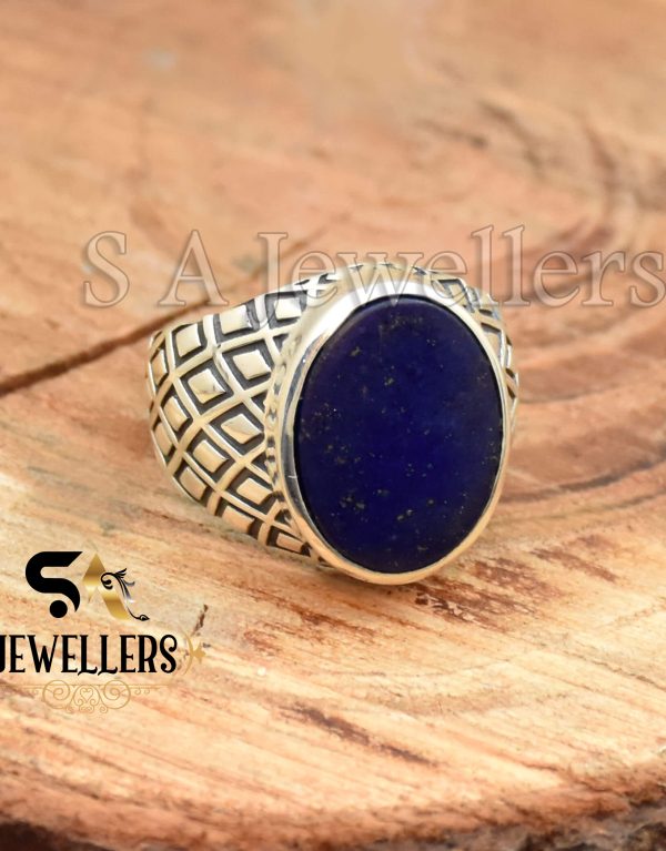 Lapis Lazuli Men's Ring, 925 Sterling Silver Ring, Statement Ring, Gift For Her