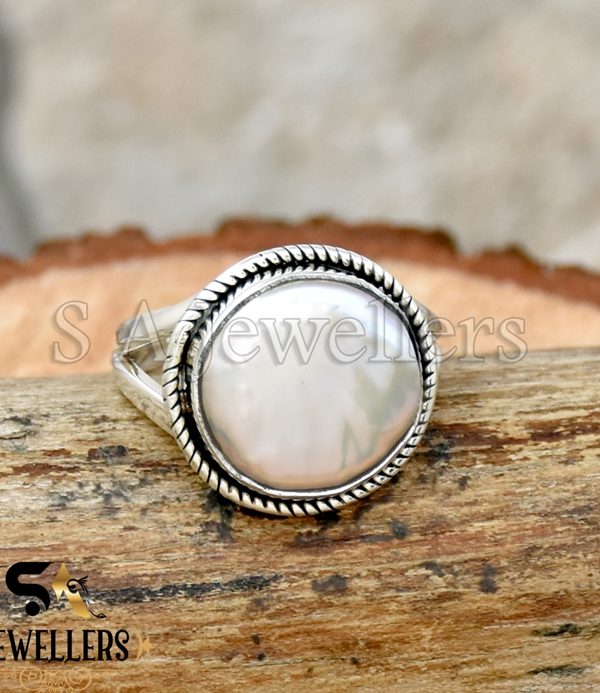 Pearl Statement Ring, Oxidized 925 Sterling Silver Ring, 12mm Pearl Ring