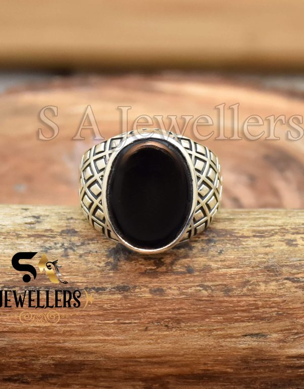 Black Onyx Men's Ring, 925 Sterling Silver Ring, Statement Ring, Gift For Her